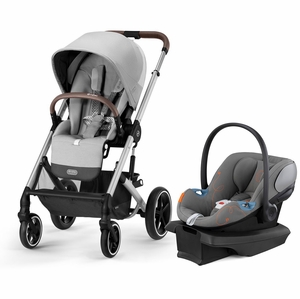 Cybex Balios S Lux + Aton G SensorSafe Travel System Bundle - Silver Frame / Lava Grey / Lava Grey