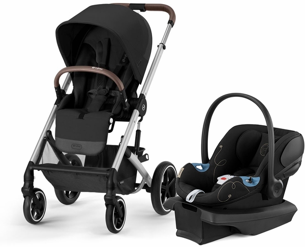 Cybex Balios S Lux + Aton G SensorSafe Travel System Bundle - Silver Frame / Moon Black / Moon Black