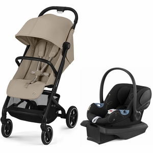 Cybex Beezy 2 + Aton G SensorSafe Travel System Bundle - Almond Beige / Moon Black