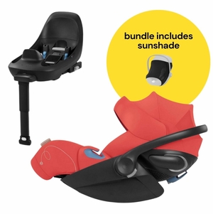Cybex Cloud G Lux SensorSafe Comfort Extend Reclining Infant Car Seat + Sunshade Bundle - Hibiscus Red
