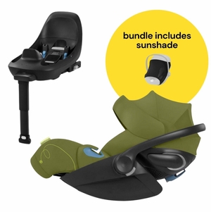 Cybex Cloud G Lux SensorSafe Comfort Extend Reclining Infant Car Seat + Sunshade Bundle - Nature Green