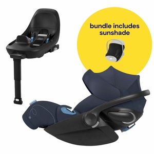 Cybex Cloud G Lux SensorSafe Comfort Extend Reclining Infant Car Seat + Sunshade Bundle - Ocean Blue