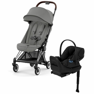 Cybex COYA Compact Stroller + Cloud G Lux SensorSafe Travel System Bundle - Chrome / Mirage Grey / Moon Black