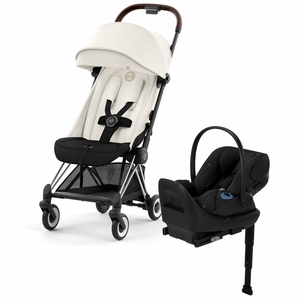 Cybex COYA Compact Stroller + Cloud G Lux SensorSafe Travel System Bundle - Chrome / Off White / Moon Black
