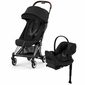 Cybex COYA Compact Stroller + Cloud G Lux SensorSafe Travel System Bundle - Chrome / Sepia Black / Moon Black