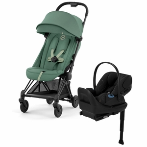 Cybex COYA Compact Stroller + Cloud G Lux SensorSafe Travel System Bundle - Matte Black / Leaf Green / Moon Black