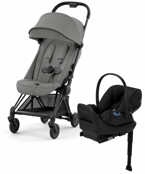 Cybex COYA Compact Stroller + Cloud G Lux SensorSafe Travel System Bundle - Matte Black / Mirage Grey / Moon Black