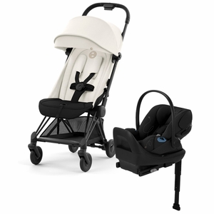 Cybex COYA Compact Stroller + Cloud G Lux SensorSafe Travel System Bundle - Matte Black / Off White / Moon Black