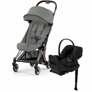 Cybex COYA Compact Stroller + Cloud G Lux SensorSafe Travel System Bundle - Rose Gold / Mirage Grey / Moon Black