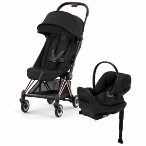 Cybex COYA Compact Stroller + Cloud G Lux SensorSafe Travel System Bundle - Rose Gold / Sepia Black / Moon Black