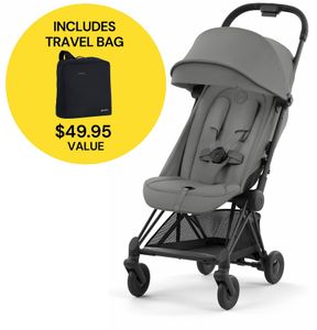 Cybex COYA Compact Stroller + Travel Bag Bundle - Matte Black / Mirage Grey