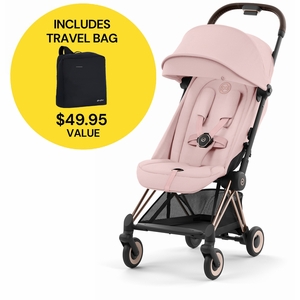 Cybex COYA Compact Stroller + Travel Bag Bundle - Rose Gold / Peach Pink