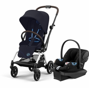Cybex Eezy S Twist +2 Stroller + Aton G SensorSafe Travel System Bundle - Dark Blue / Moon Black