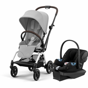 Cybex Eezy S Twist +2 Stroller + Aton G SensorSafe Travel System Bundle - Fog Grey / Moon Black