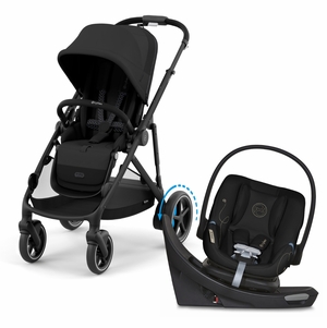 Cybex eGazelle S + Aton G Swivel SensorSafe Travel System Bundle - Black Frame / Moon Black / Moon Black