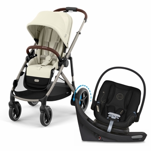 Cybex eGazelle S + Aton G Swivel SensorSafe Travel System Bundle - Taupe Frame / Seashell Beige / Moon Black