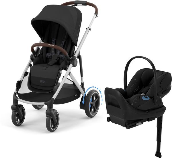 Cybex eGazelle S + Cloud G Lux SensorSafe Travel System Bundle - Silver Frame / Moon Black / Moon Black