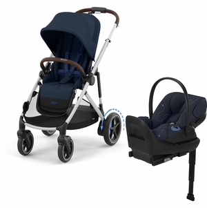 Cybex eGazelle S + Cloud G Lux SensorSafe Travel System Bundle - Silver Frame / Ocean Blue / Ocean Blue
