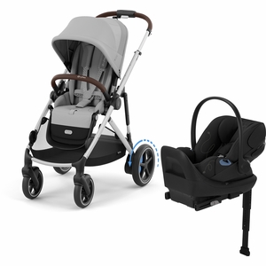 Cybex eGazelle S + Cloud G Lux SensorSafe Travel System Bundle - Silver Frame / Stone Grey / Moon Black