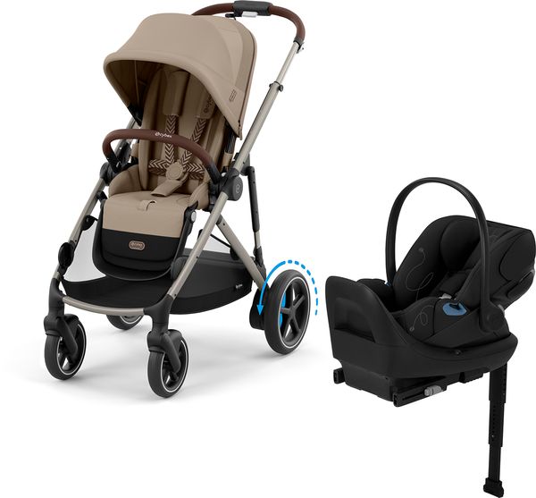 Cybex eGazelle S + Cloud G Lux SensorSafe Travel System Bundle - Taupe Frame / Almond Beige / Moon Black