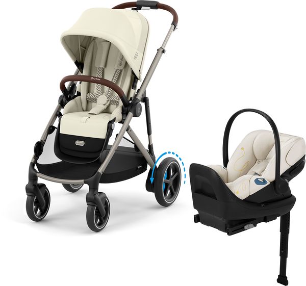 Cybex eGazelle S + Cloud G Lux SensorSafe Travel System Bundle - Taupe Frame / Seashell Beige / Seashell Beige