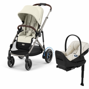 Cybex eGazelle S + Cloud G Lux SensorSafe Travel System Bundle - Taupe Frame / Seashell Beige / Seashell Beige