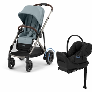 Cybex eGazelle S + Cloud G Lux SensorSafe Travel System Bundle - Taupe Frame / Stormy Blue / Moon Black
