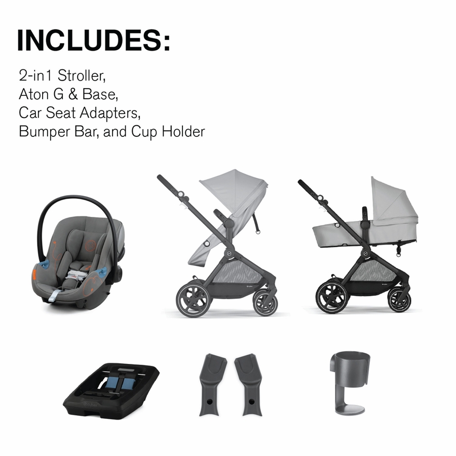 Cybex EOS 5in1 Stroller + Aton G Travel System Lava Grey