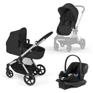 Cybex EOS 5-in-1 Stroller + Aton G Travel System - Silver Frame / Moon Black