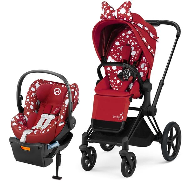 Cybex ePriam + Cloud Q Travel System Bundle Petticoat Red by Jeremy Scott