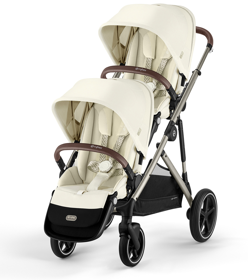 Cybex Gazelle 2 Double Stroller Bundle - Taupe Frame / Seashell Beige