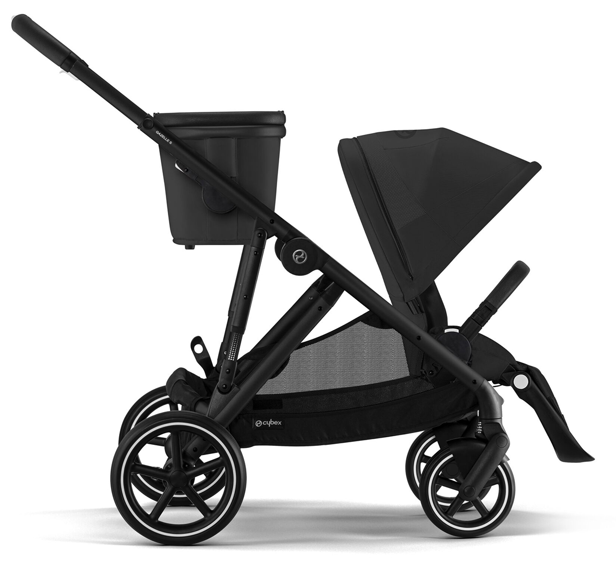Cybex Gazelle 2 Single-to-Double Stroller - Black Frame / Moon Black