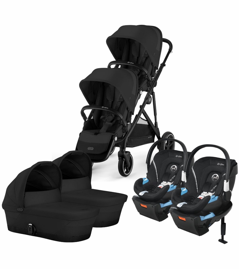 Cybex Gazelle S 2 Twin Double Stroller + Cot + Aton 2 Travel System