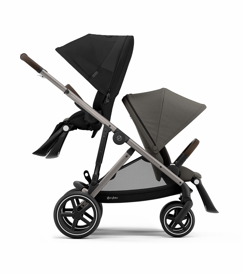 Cybex Gazelle S Double Stroller Bundle Soho Grey / Moon Black (Taupe Frame)