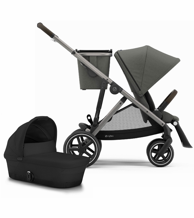 Cybex Gazelle S SingletoDouble Stroller + Cot Bundle Soho Grey