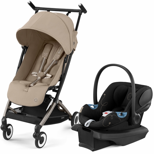 Cybex Libelle 2 + Aton G SensorSafe Travel System Bundle - Almond Beige / Moon Black