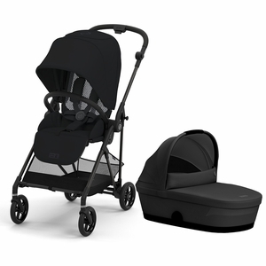 Cybex Melio Carbon 3 Stroller + Melio Cot 3 Bundle - Moon Black