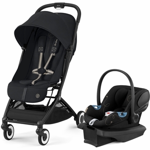 Cybex Orfeo Compact Stroller + Aton G SensorSafe Travel System Bundle - Magic Black / Moon Black