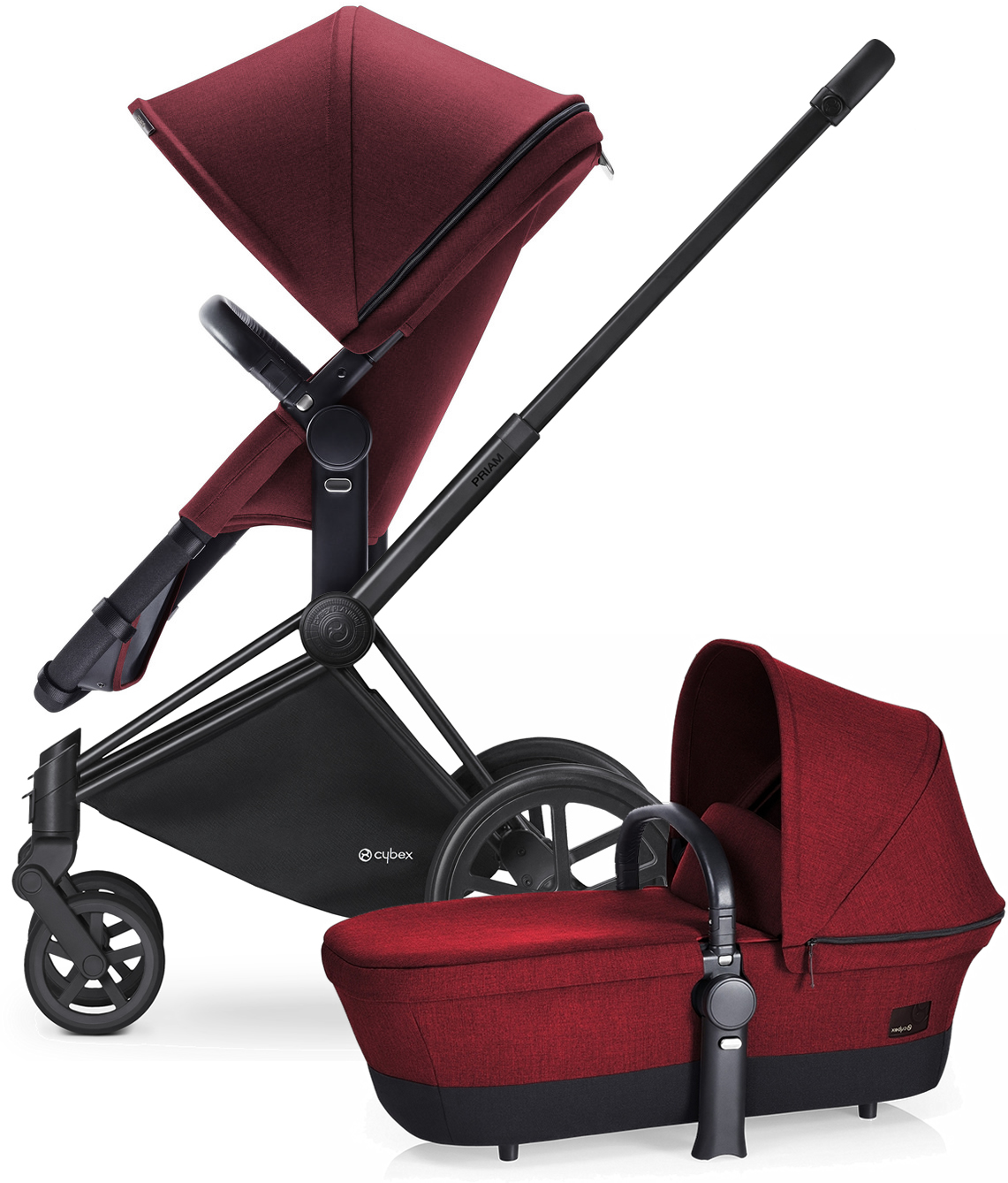 Cybex Priam 2-in-1 City Stroller - Matte Black/Hot & Spicy
