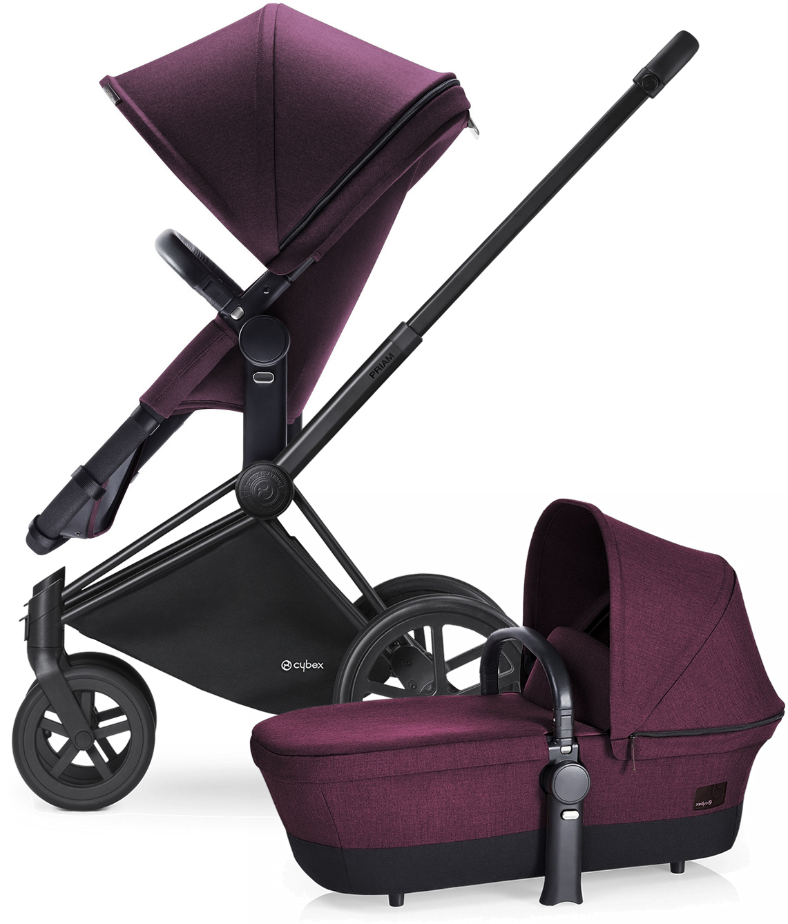 Cybex Priam 2-in-1 Trekking Stroller - Matte Black/Grape Juice