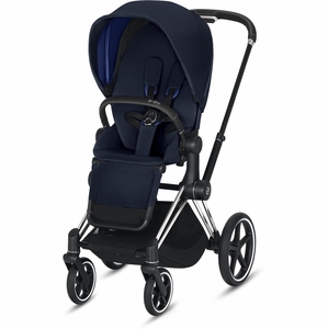 Cybex Priam 3 Complete Stroller - Chrome/Black/Indigo Blue