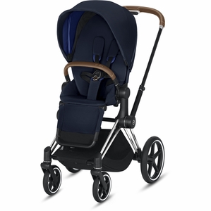 Cybex Priam 3 Complete Stroller - Chrome/Brown/Indigo Blue