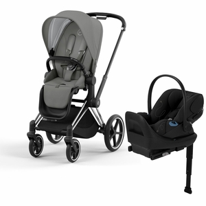 Cybex Priam 4 + Cloud G Lux SensorSafe Travel System Bundle - Chrome / Black / Soho Grey / Moon Black