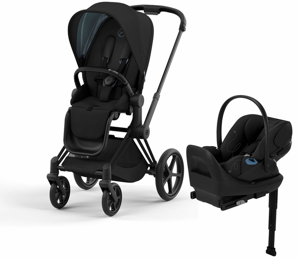 Cybex Priam 4 + Cloud G Lux SensorSafe Travel System Bundle - Matte Black / Black / Deep Black / Moon Black