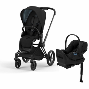 Cybex Priam 4 + Cloud G Lux SensorSafe Travel System Bundle - Matte Black / Black / Deep Black / Moon Black