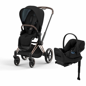 Cybex Priam 4 + Cloud G Lux SensorSafe Travel System Bundle - Rose Gold / Brown / Deep Black / Moon Black