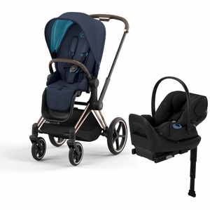 Cybex Priam 4 + Cloud G Lux SensorSafe Travel System Bundle - Rose Gold / Brown / Nautical Blue / Moon Black