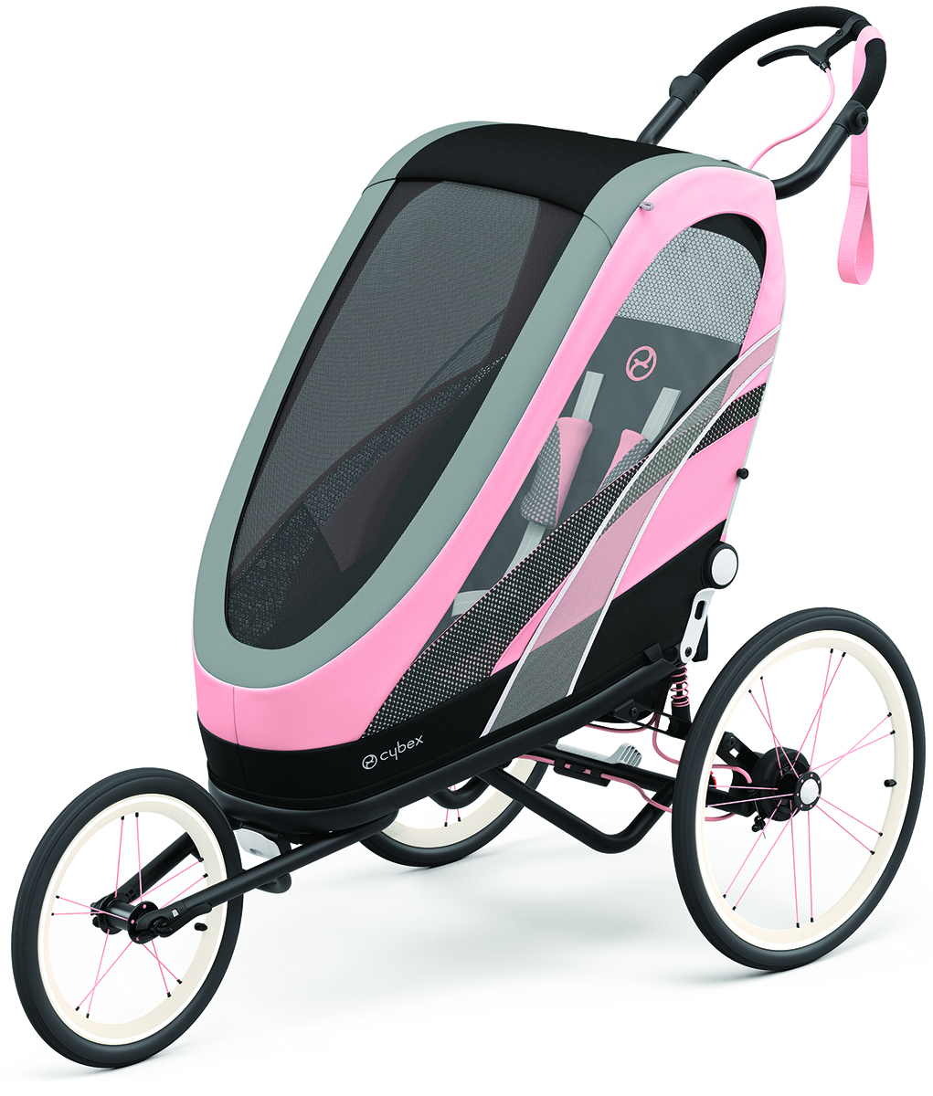 Cybex Zeno Multisport Trailer Bundle - Black/Pink Frame + Silver Pink Seat Pack