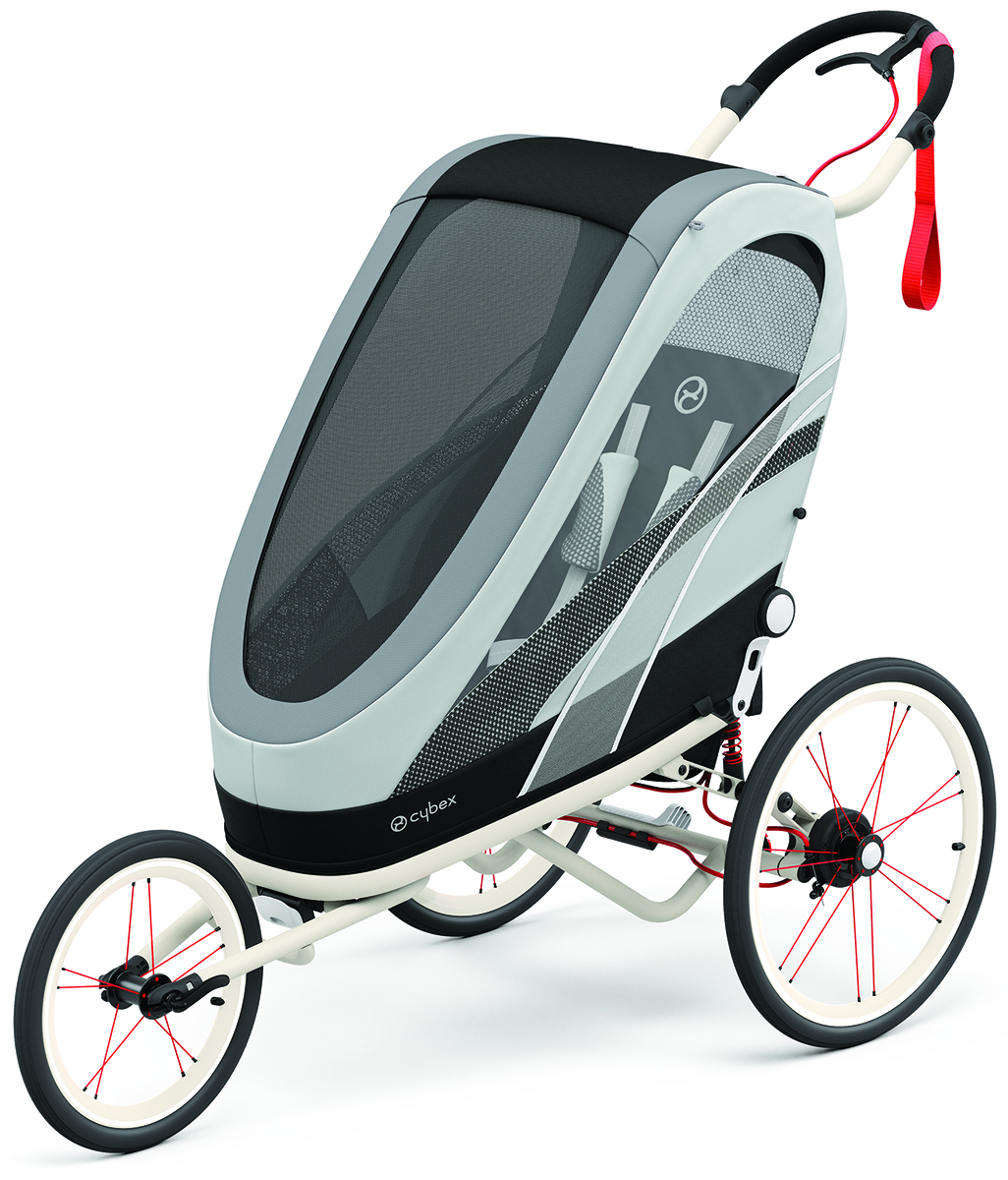 Cybex Zeno Multisport Trailer Bundle - Cream/Orange Frame + Medal Grey Seat Pack