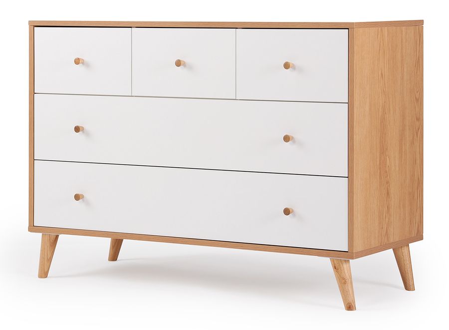 dadada Austin 5drawer Dresser White / Red Oak